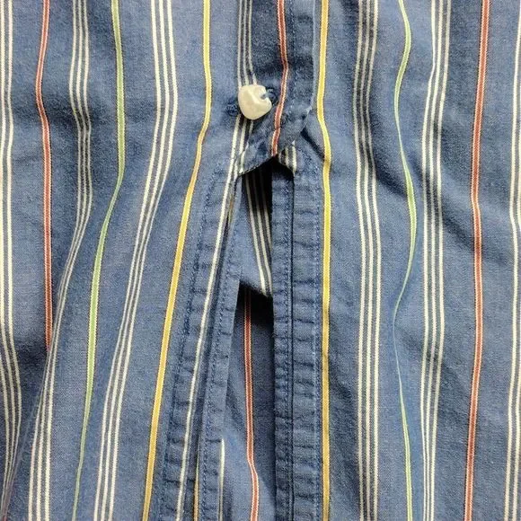 Sarah Bentley Vintage Striped Pearl Button Pleated Back Sleeveless Top - Picture 8 of 15